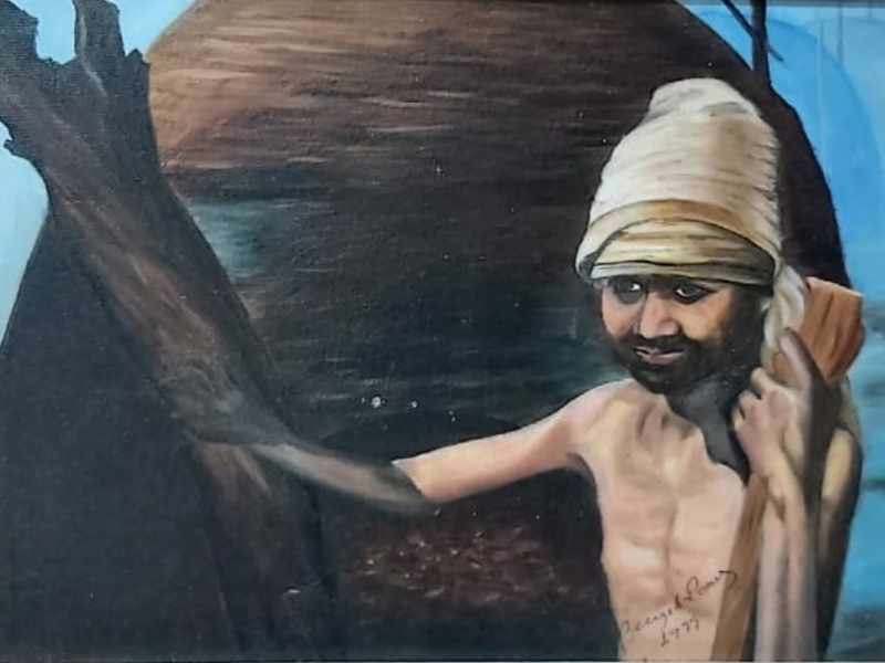 Pintura autoral de trabalhador de Benizete Ramos de Medeiros